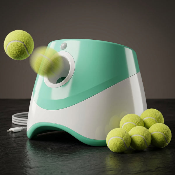 1Pc Automatic Dog Ball Launcher Included 6 Tennis Balls Dog With 3 Adjustable Launch Distance Interactive Ball Thrower Fetch Machine For Small Medium Dogs