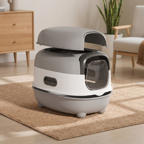 High-Capacity Enclosed Cat Litter Box & Odor-Lock, Scratch-Resistant, Ideal For US Households