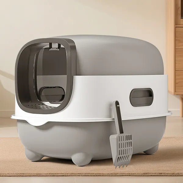 High-Capacity Enclosed Cat Litter Box & Odor-Lock, Scratch-Resistant, Ideal For US Households